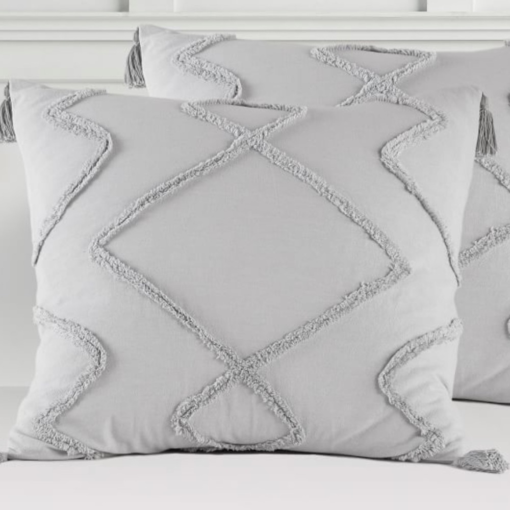 Pottery Barn Teen Ashlyn Tufted Euro Sham - Light Gray